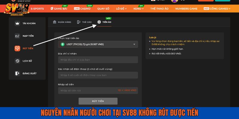 Những nguyên nhân chính dẫn đến việc người chơi không thể rút được tiền
